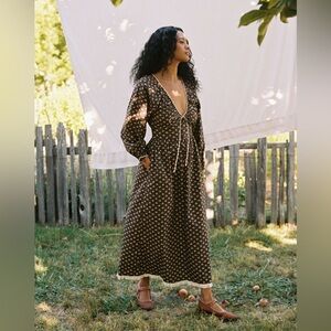 Christy Dawn the Venus Dress Carob Ditsy Leaf XS NWT